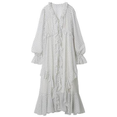 LILYBROWN荷叶边长款排扣连衣裙