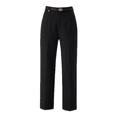 韩氏伊人黑色窄版西装裤女小个子2026新款春季九分职业正装直筒裤