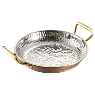 三层钢西班牙海鲜饭锅双耳加厚不锈钢牛排烩饭锅龙虾盆惠灵顿平盘