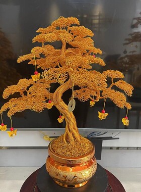 中号45公分高发财树酒柜摆件摇钱树摆件手工编织工艺品