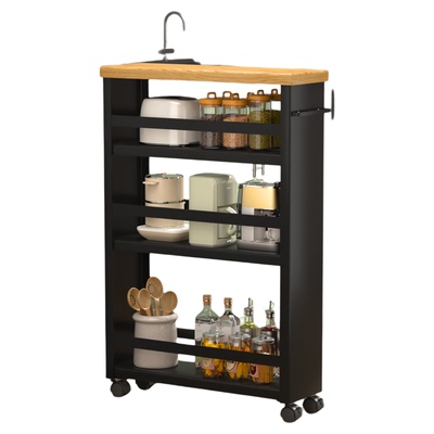 厨房夹缝置物架冰箱旁窄缝收纳架窄边落地可移动极窄款收纳置物柜