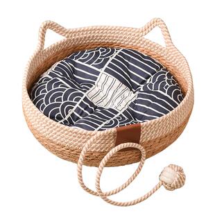 猫窝夏季夏天清凉四季通用藤编网红猫抓窝猫舍猫房子宠物窝猫咪窝