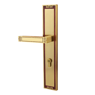 新中式黄铜门锁卧室门室内通用型老式静音木门锁轻奢家用门锁把手