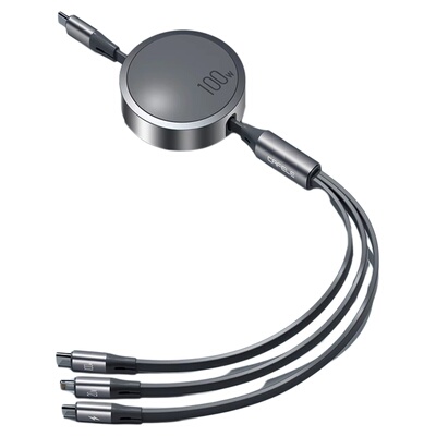 数据线快充三合一100W一拖三Typec手机充电线器头宝伸缩多功能PD适用于苹果17安卓6A编织usb平板iPad超级快充