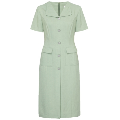 专柜正品马天奴女醋纤单排扣连衣裙子气质时尚夏季新款MRS654DRB0