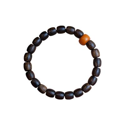 此观沉水天然单圈桶珠沉香手串