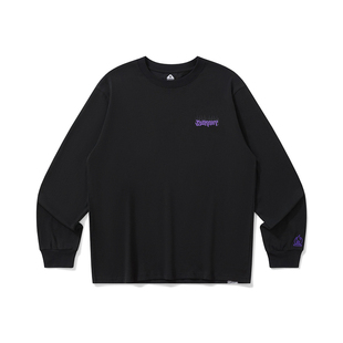 BURNIN*小火苗火焰横排长袖T恤男宽松美式街头加绒保暖打底衫上衣