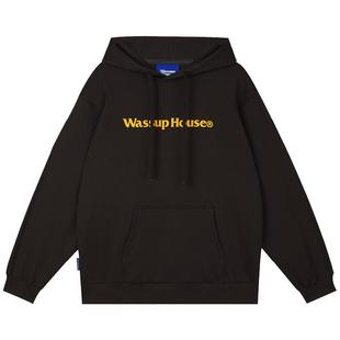 wassuphouse基础大logo印花毛圈连帽卫衣男重磅纯棉宽松情侣上衣