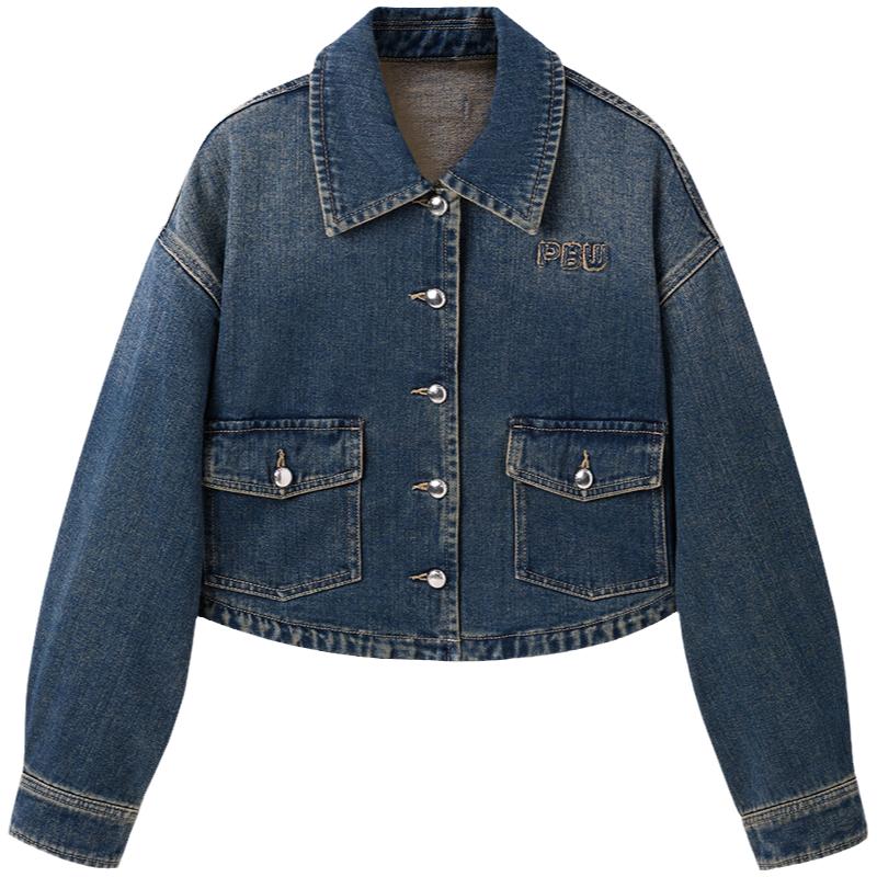 太平鸟女装年秋冬款刺绣牛仔外套A3BBE4175*