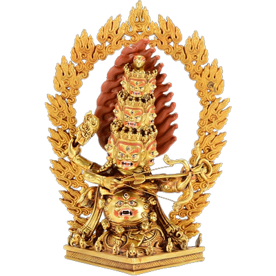 宁玛三根本铜鎏金像家居摆件