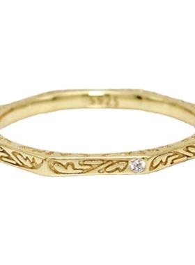 agete人气八边形雕花女复古戒指