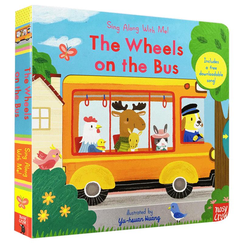 英文原版绘本Sing Along With Me!The Wheels on the Bus公车上的轮子童谣机关推拉抽拉纸板书0-3岁thewheelsonthebus