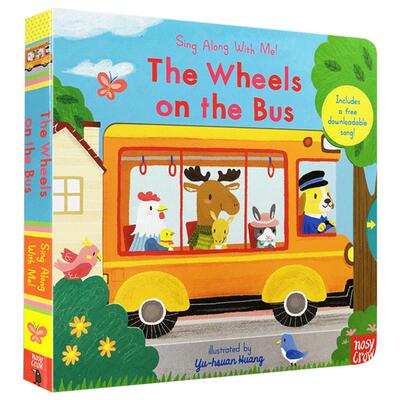 英文原版绘本Sing Along With Me!The Wheels on the Bus公车上的轮子童谣机关推拉抽拉纸板书0-3岁thewheelsonthebus