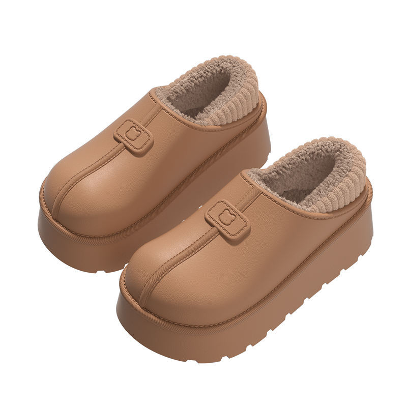 防水棉拖鞋秋冬款女士外穿包跟防滑厚底加绒保暖居家室内棉鞋2025