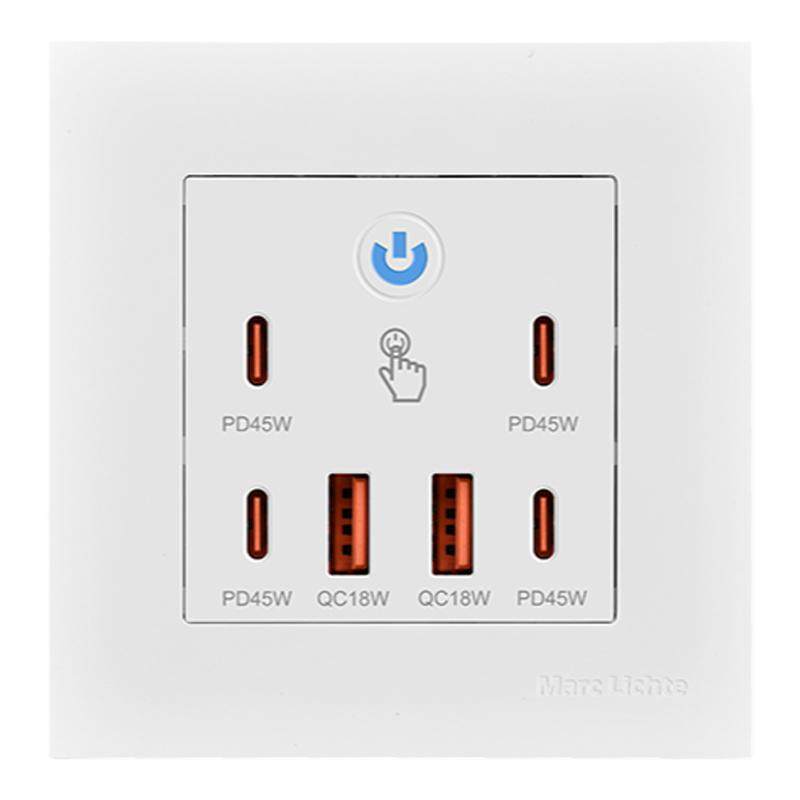 氮化镓超级快充手机TYPE-C充电器USB四位插座面板45W86型家用220V