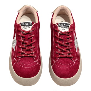 厚底星星鞋子女款2026新款春季内增高红色女鞋百搭德训鞋运动板鞋