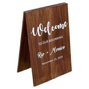 户外婚礼木板迎宾牌草坪婚宴生日派对求婚装饰婚庆道具木板定制