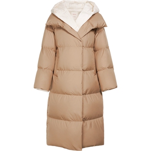 naivee纳薇冬防风防水假两件拼接长款羽绒服女