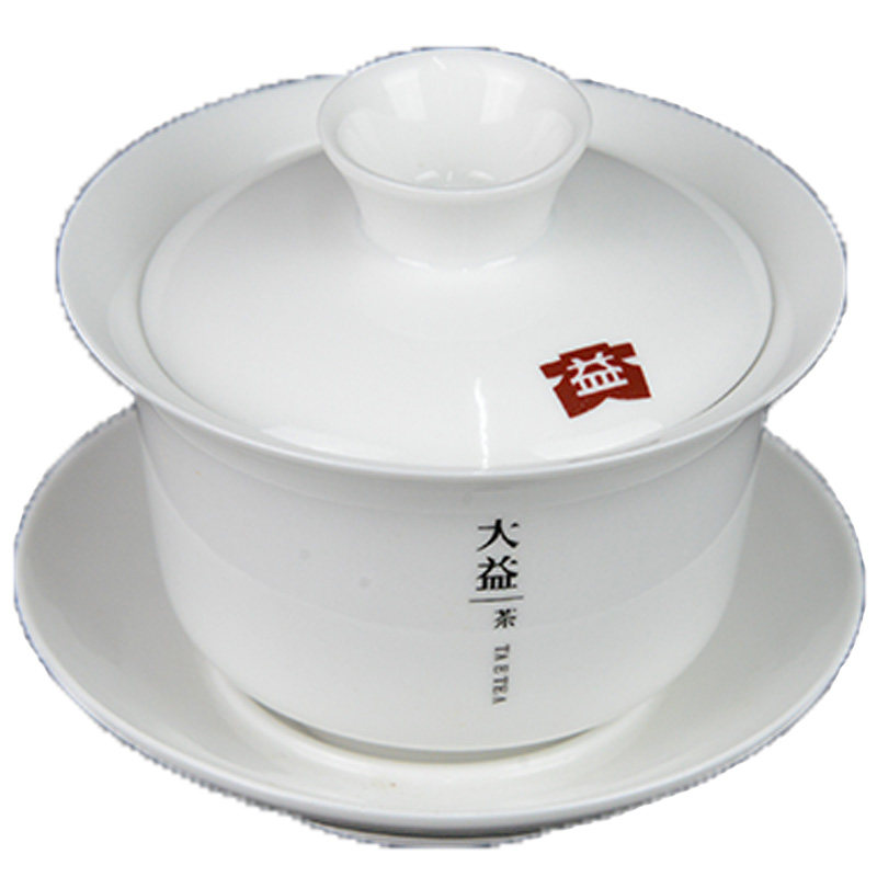 益工坊白瓷盖碗薄胎宽边防烫大码
