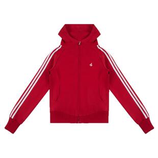 FDR官方店 辣妹基础修身织带连帽卫衣外套女春季拉链开衫帽衫上衣