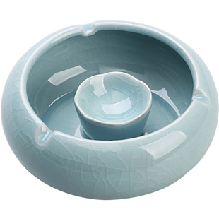 烟灰缸陶瓷创意个性时尚防风大号客厅办公室家用潮流带盖可爱烟缸