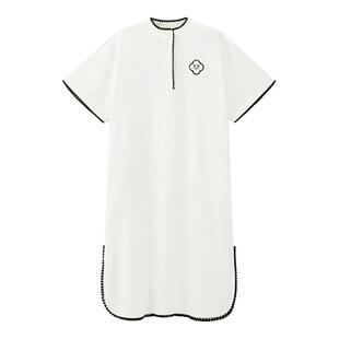 tbh野兽派家居熊猫嘭嘭天丝棉圆领家居衬衫裙可外穿睡裙睡衣女