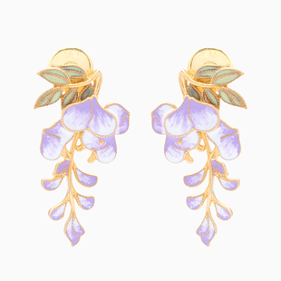 苏州博物馆 紫藤系列耳钉925银镀金珐琅耳饰高级感气质新款耳钉