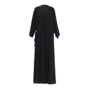 APOZi collection拟陶系列 2024新中式男女同款V领黑色长袍子外套