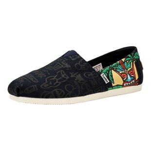 Tt&Mm/汤姆斯涂鸦风男鞋一脚蹬懒人透气帆布鞋夏季潮防臭休闲布鞋