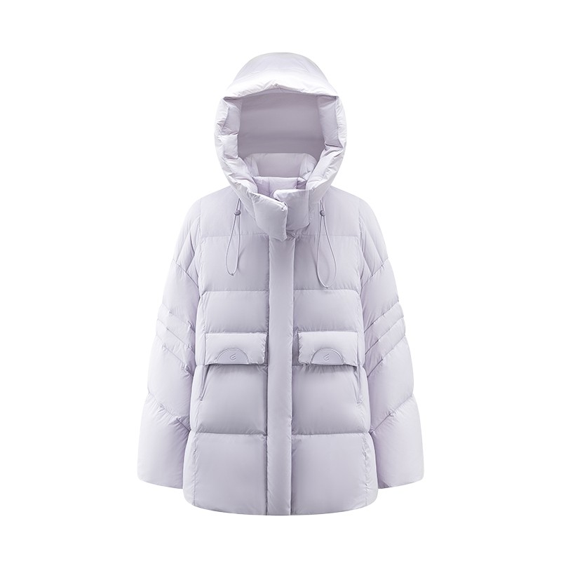 艾莱依2025冬季新款羽绒服女士可脱卸连帽时尚简约舒适中长款外套