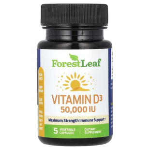 Forest Leaf,特强强度，维生素 D3，50000 国际单位，120 粒素食