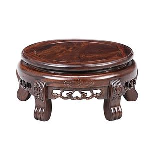 圆形黑檀木茶壶奇石头鱼缸加高盆景加佛像高托架托架特价花瓶酒坛