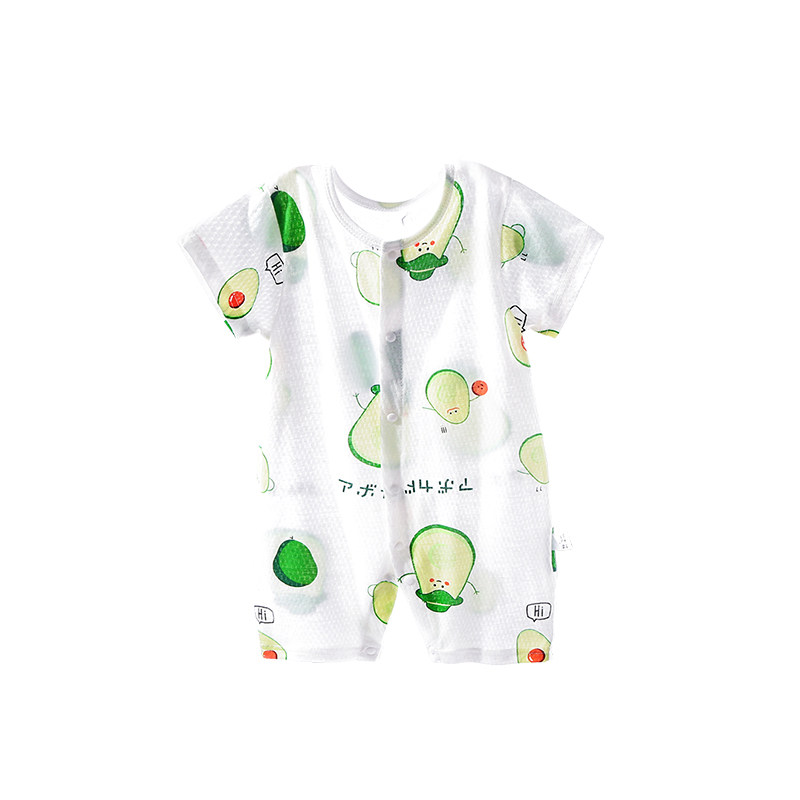 婴儿连体衣夏季宝宝夏天衣服薄款短袖新生哈衣纯棉睡衣空调服夏装