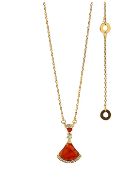 爆款18k玫瑰金扇形小裙子项链女