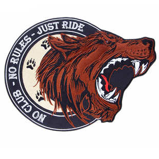 咆哮独熊NO_CLUB哈雷刺绣布贴骑士马甲个性背标DIY手缝32*24.5cm