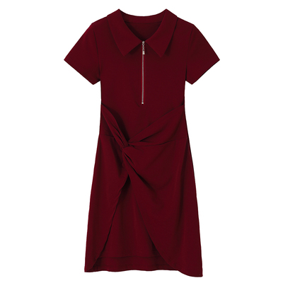 御姐气质收腰遮肚设计感POLO裙子