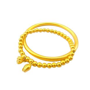 沙金手镯女仿真古法传承实心素圈结婚镯子两世欢手链叠戴久不掉色