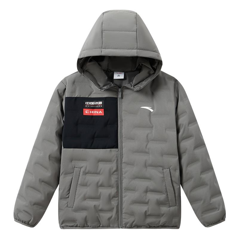 管道防钻绒羽绒服安踏儿童加厚羽绒服2025冬季连帽羽绒棉袄外套男