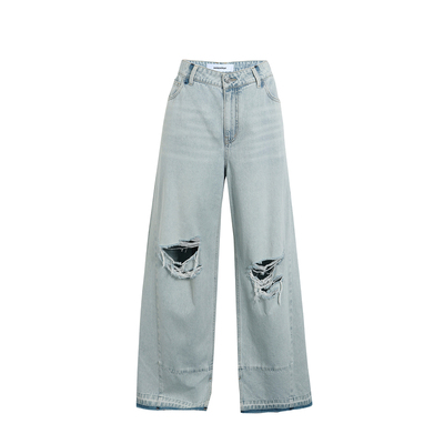 MOMENTPLAY解构多色洗水牛仔长裤