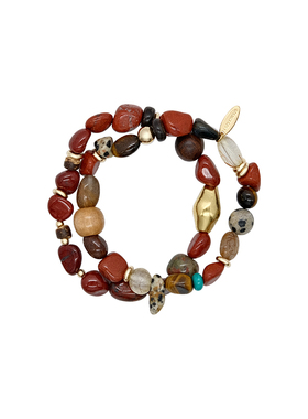 LAZY CIRCLES彩色石头手链套组双层叠戴串珠