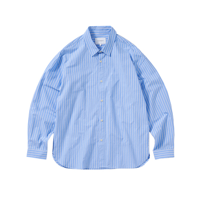 714street高密砂洗条纹长袖衬衫