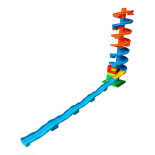 兼容某高大颗粒积木儿童滑梯玩具小汽车270度大转弯塑料益智拼装