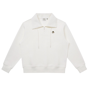 【专柜正品】Hazzys哈吉斯半拉链卫衣女秋季潮流宽松通勤翻领上衣