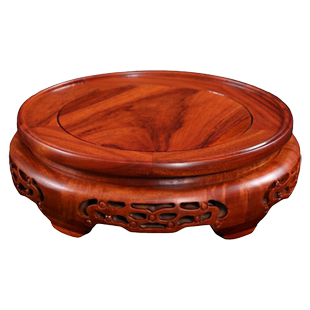 红木花瓶底座实木圆形石头摆件花盆栽佛像酒缸茶壶工艺品底座托架