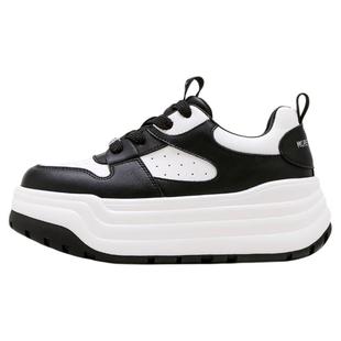 星期六女鞋厚底板鞋女2025新款秋季黑白熊猫运动休闲鞋增高溶解鞋