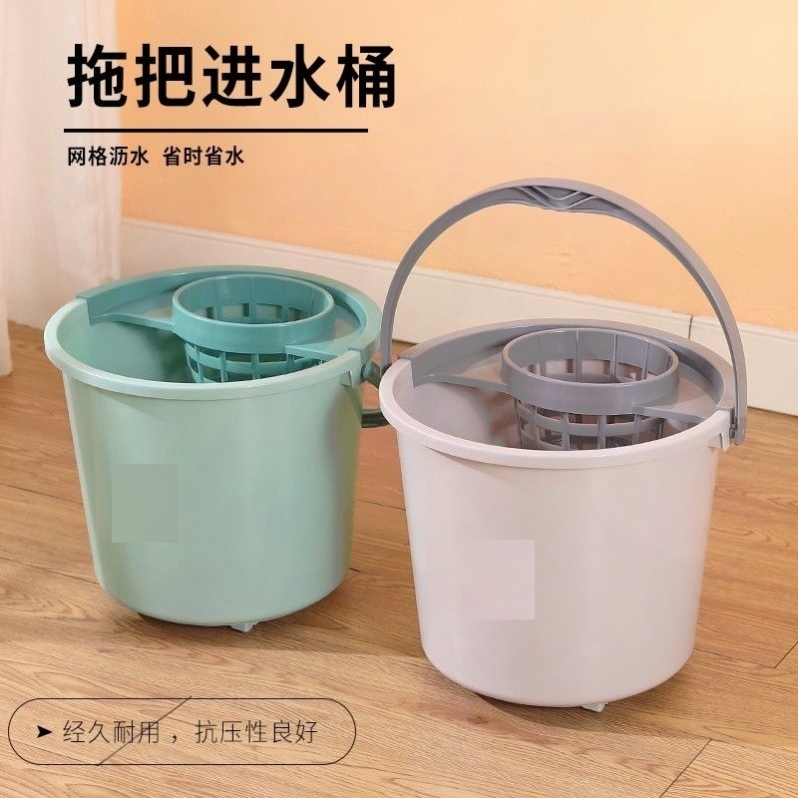 带轮子家用加厚拖把圆桶塑料旋转拧水墩布单桶手动挤水桶地拖桶