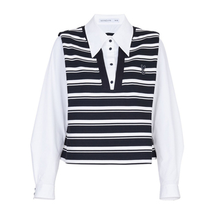 婉甸2025黑白条纹拼接衬衫通勤风1241S08RX3