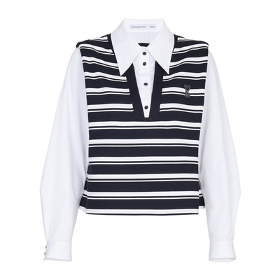 婉甸2025黑白条纹拼接衬衫通勤风1241S08RX3