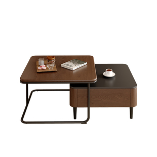 政府补贴蓝色理想中古风实木家用胡桃色茶几泡茶小户型客厅落地几