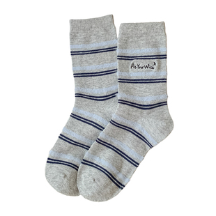 袜子女款秋冬季新款纯棉条纹中筒袜ins潮搭配德训鞋刺绣字母长袜